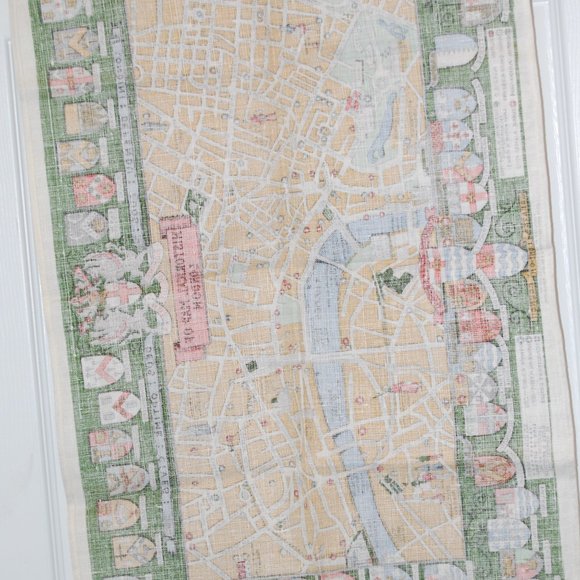 Collectable Irish Linen Towel Historical Map of London 19" 1/2" by 30" - Picture 14 of 15
